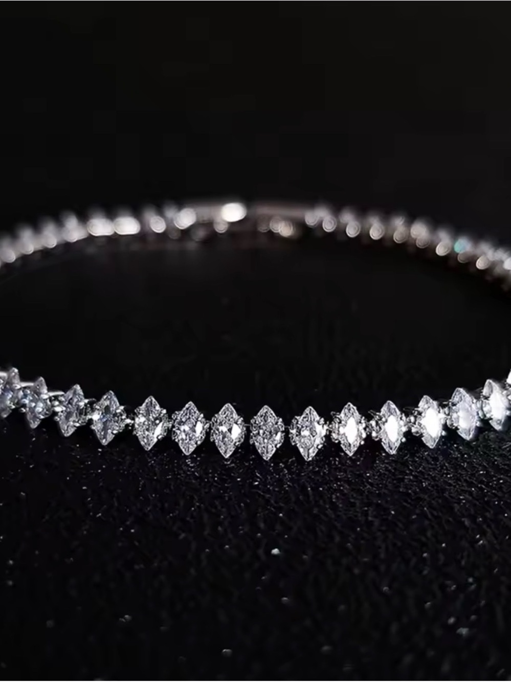 Elegant Silver Marquise Crystal Tennis Bracelet - new